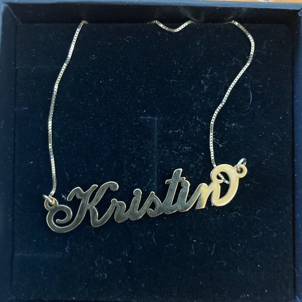 10K Yellow Gold "Carrie" Style Name Necklace  - "Kristin" - Picture 3 of 3